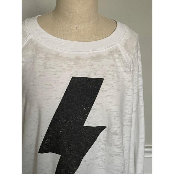 Recycled Karma Fan Checklist Sweatshirt White Lightning Bolt - Picture 6 of 6
